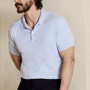 Banana Republic Heathered Blue Luxury Touch Polo XL No Tags See measurements